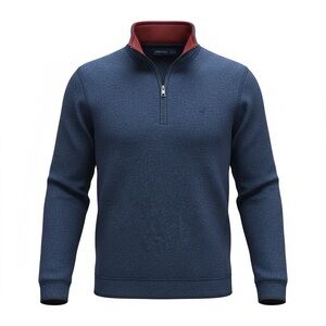Nautica Men's Navy and Red Zip-Up Sweater